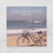 ユニーク実在Estate Agentビーチサーフバイクフォト スクエア名刺 (正面)