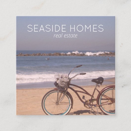 ユニーク実在Estate Agentビーチサーフバイクフォト スクエア名刺 (正面)