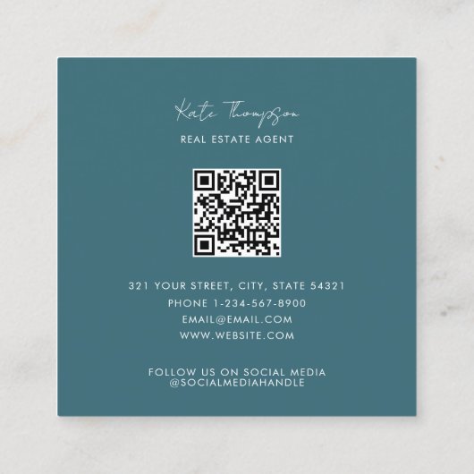 ユニーク実在Estate Agentビーチ海フォトスクリプト スクエア名刺 (裏面)