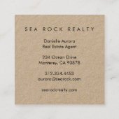 ユニーク実在Estate Agentロックビーチ写真KRAFT スクエア名刺 (裏面)