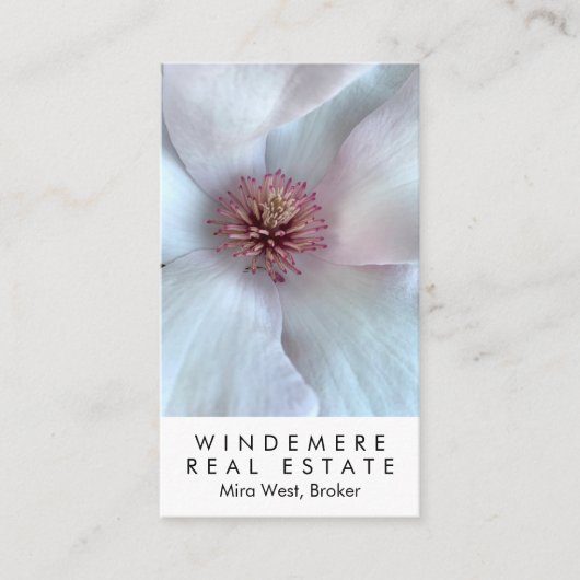 ユニーク実在Estate Agent Broker Magnolia Flower 名刺 (正面)