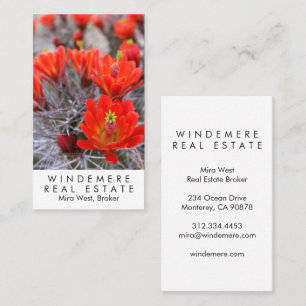 ユニーク実在Estate Agent Broker Red Cactus開花 名刺