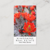 ユニーク実在Estate Agent Broker Red Cactus開花 名刺 (正面)