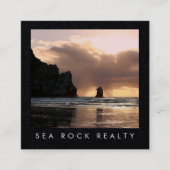 ユニーク実在Estate Agent Rocksビーチ写真QRコード スクエア名刺 (正面)