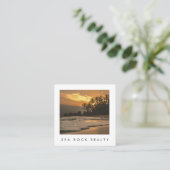 ユニーク実在Estate Agent Rocks海ビーチ写真 スクエア名刺 (スタンド正面)