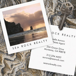 ユニーク実在Estate Agent Rocks海ビーチ写真 スクエア名刺