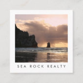 ユニーク実在Estate Agent Rocks海ビーチ写真 スクエア名刺 (正面)