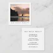 ユニーク実在Estate Agent Rocks海ビーチ写真 スクエア名刺 (正面/裏面)