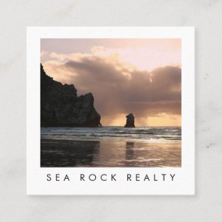 ユニーク実在Estate Agent Rocks海ビーチ写真 スクエア名刺