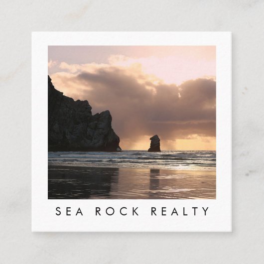 ユニーク実在Estate Agent Rocks海ビーチ写真 スクエア名刺 (正面)