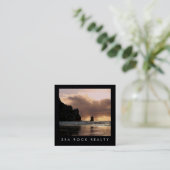 ユニーク実在Estate Agent Rocks海ビーチ写真 スクエア名刺 (スタンド正面)