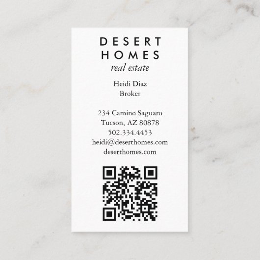 ユニーク実在Estate Cactus Flower Desert写真QR 名刺 (裏面)