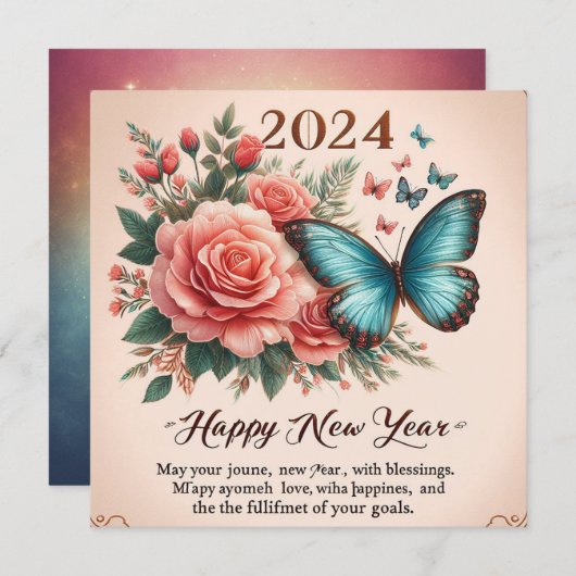 ユニーク年賀状 – 完璧なお祝い 招待状 (正面/裏面)