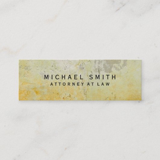 ユニーク弁護士イエローモルタル壁デザイン スキニー名刺 (正面)