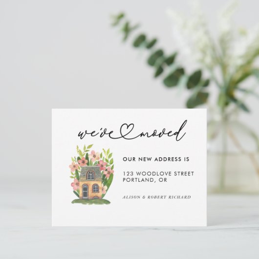 ユニーク引っ越しましたの新しいアドレスの移動のお知らせ ポストカード (スタンド正面)