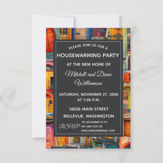 ユニーク引っ越し祝いパーティーパーティの招待状ドア 招待状 (正面)