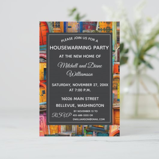 ユニーク引っ越し祝いパーティーパーティの招待状ドア 招待状 (スタンド正面)