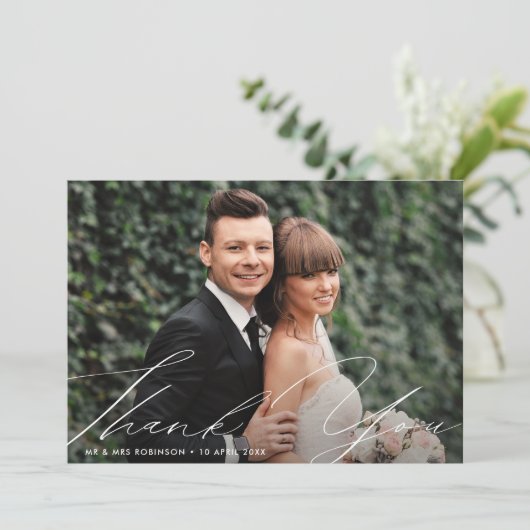 ユニーク感謝していレタリング結婚のカード サンキューカード (スタンド正面)