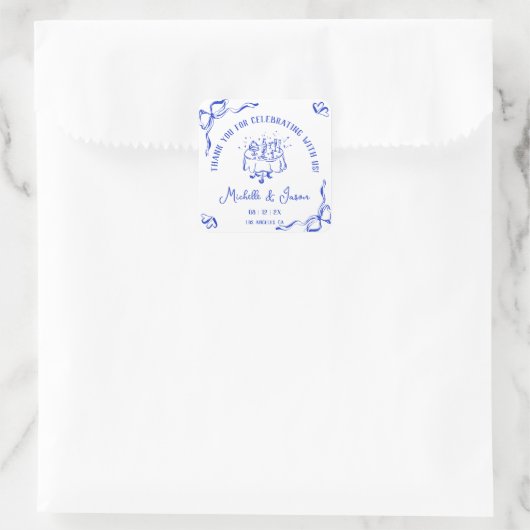 ユニーク手お洒落引き弓フランスのありがとう スクエアシール (バッグ)