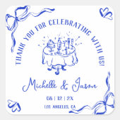 ユニーク手お洒落引き弓フランスのありがとう スクエアシール (正面)