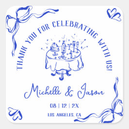 ユニーク手お洒落引き弓フランスのありがとう スクエアシール