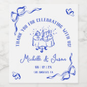 ユニーク手お洒落引き弓フランスのありがとう ワインラベル (シングルラベル)