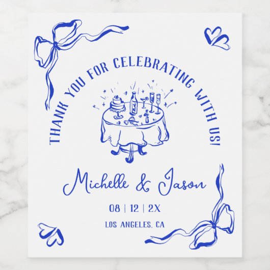 ユニーク手お洒落引き弓フランスのありがとう ワインラベル (シングルラベル)