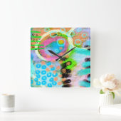 ユニーク抽象芸術アートウォールクロック スクエア壁時計 (ホーム)