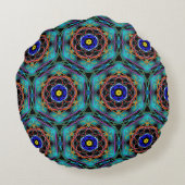 ユニーク抽象芸術カラフル対称デザイン ラウンドクッション (裏面)