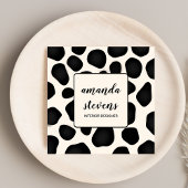 ユニーク抽象芸術パターンタイポグラフィブラックアーティスト スクエア名刺