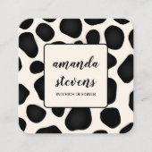 ユニーク抽象芸術パターンタイポグラフィブラックアーティスト スクエア名刺 (正面)