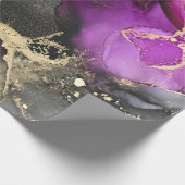 ユニーク抽象芸術ブラック金ゴールドパープルピンクアート ラッピングペーパー (角)