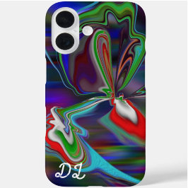 ユニーク抽象芸術マーレド液化&カラフル iPhone 16ケース