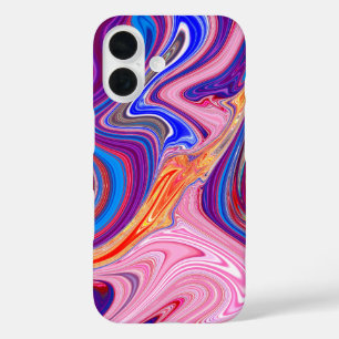 ユニーク抽象芸術マーレド液化&カラフル iPhone 16ケース
