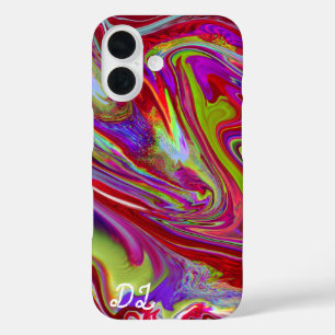 ユニーク抽象芸術マーレド液化&カラフル iPhone 16ケース