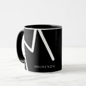 ユニーク抽象芸術モダン白黒モノグラムカスタム マグカップ (正面左)