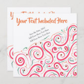 ユニーク抽象芸術招待状(LH) セーブザデート (正面/裏面)