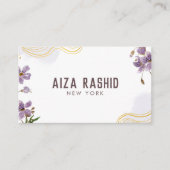 ユニーク抽象芸術水の色モダン紫金ゴールド 名刺 (正面)