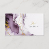 ユニーク抽象芸術紫と金ゴールド水彩大理石 名刺 (正面)