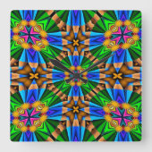 ユニーク抽象芸術花模様 スクエア壁時計 (正面)