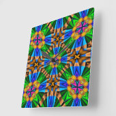 ユニーク抽象芸術花模様 スクエア壁時計 (傾斜)