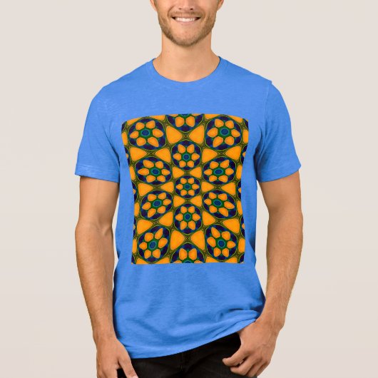 ユニーク抽象芸術花模様 トライブレンドTシャツ (正面)