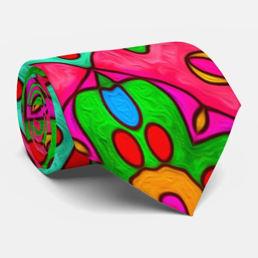ユニーク抽象芸術花模様 ネクタイ (ロール)