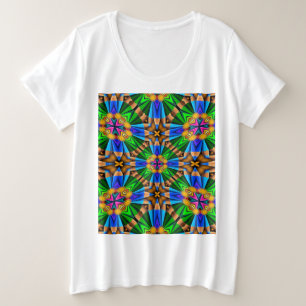 ユニーク抽象芸術花模様 プラスサイズTシャツ