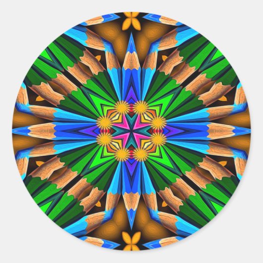 ユニーク抽象芸術花模様 ラウンドシール (正面)