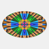 ユニーク抽象芸術花模様 楕円形シール (正面)