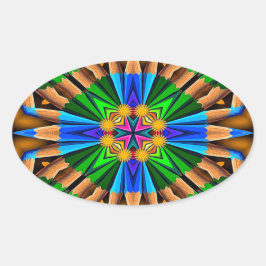 ユニーク抽象芸術花模様 楕円形シール