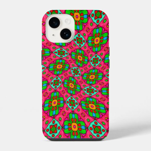 ユニーク抽象芸術花模様 iPhoneケース (裏面)