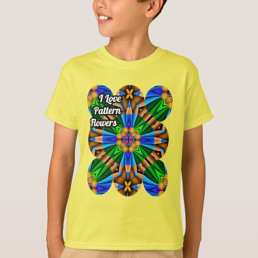 ユニーク抽象芸術花模様 Tシャツ (正面)
