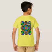 ユニーク抽象芸術花模様 Tシャツ (裏面フル)